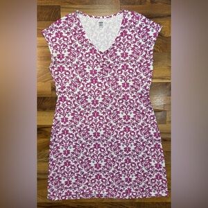 Title Nine Pink White Floral Stretch Dress Size Large Activewear Travel